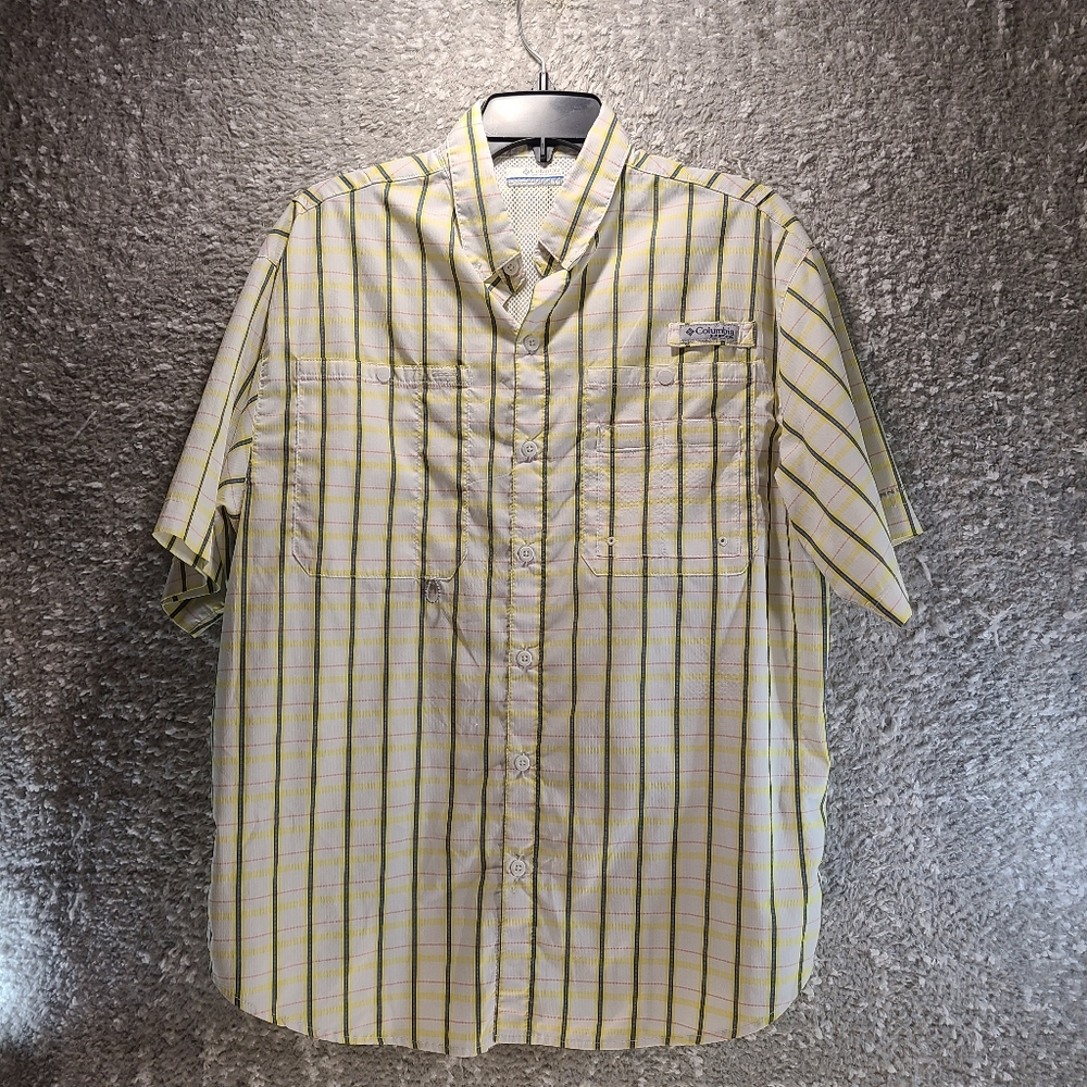 COLUMBIA Performance Omni-Shade Men’s M‎ Plaid Shirt Vented Short Sleeve